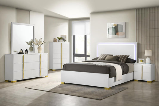 Marceline 4-piece Queen Bedroom Set with LED Headboard - White