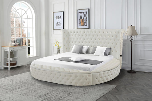 Cape May - Bed, Upholstered, Storage, Velvet, Cream King Each