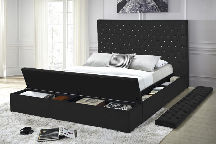 Compton - Bed, Upholstered, Storage, Velvet, King Each