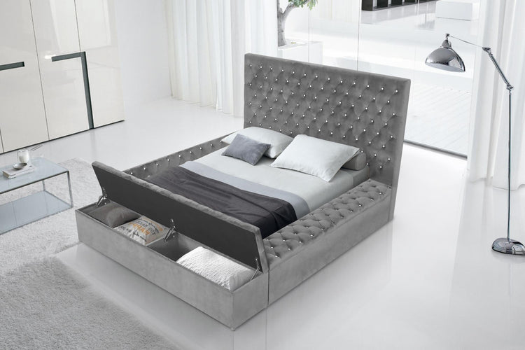 Compton - Bed, Upholstered, Storage, Velvet, King Each