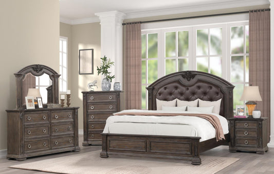 Texas Queen Bed, Dresser, Mirror & Nightstand