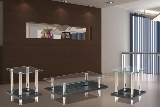 Jubilee - Coffee Table, Occasional, Glass/MDF/Chrome, Black Each