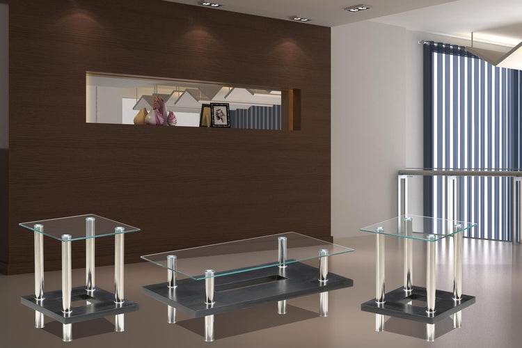 Jubilee - Coffee Table, Occasional, Glass/MDF/Chrome, Black Each
