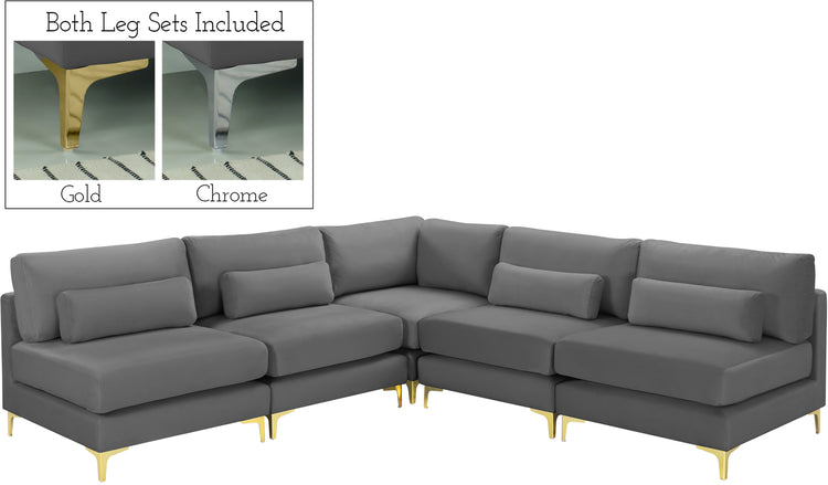 Julia Velvet Modular Sectional (5 Boxes)
