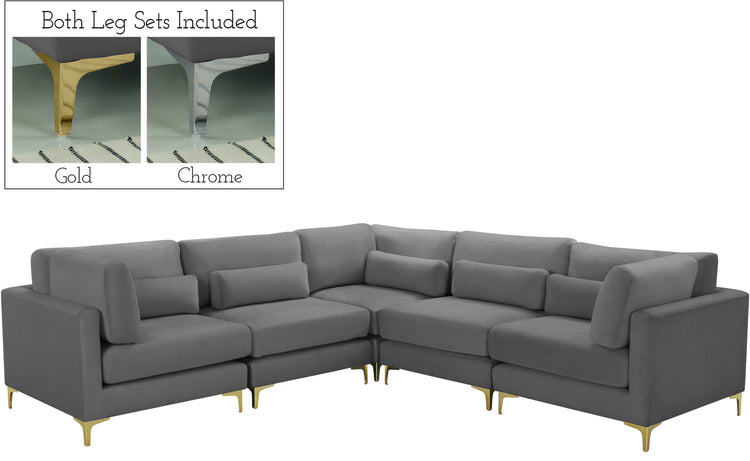 Julia Velvet Modular Sectional (5 Boxes)