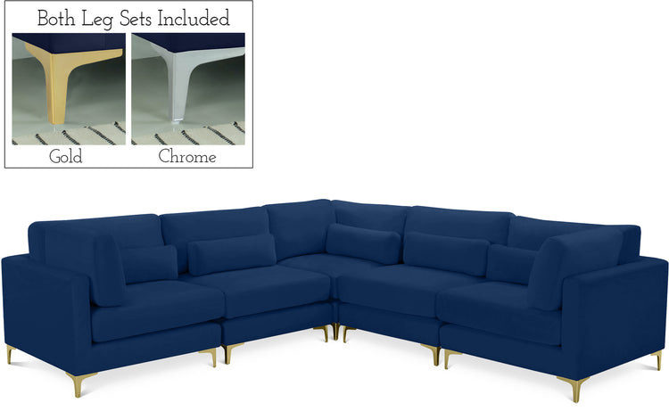 Julia Velvet Modular Sectional (5 Boxes)