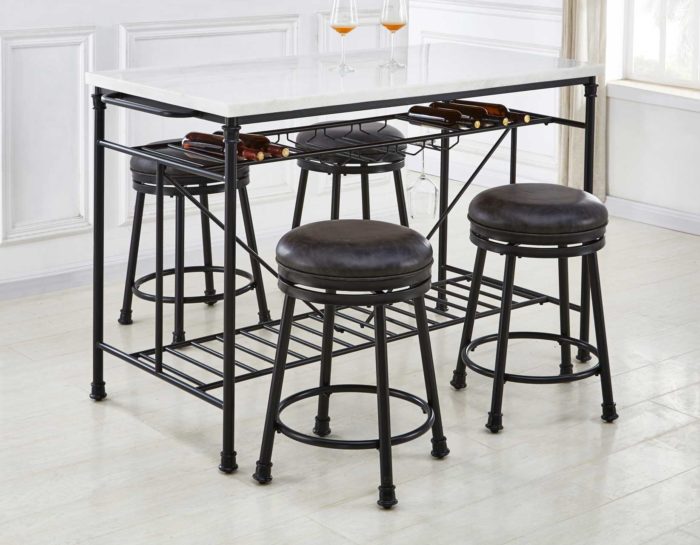 Verano 5 Piece Set (Glass Top Table & 4 Black Side Chairs)