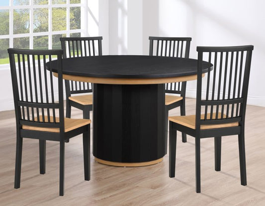 Magnolia 5-Piece Round Dining Set with Wooden Seat Chair