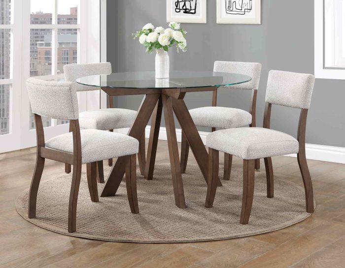 Wade 48-inch Glass Top 5-Piece Dining Set (Table & 4 Side Chairs)