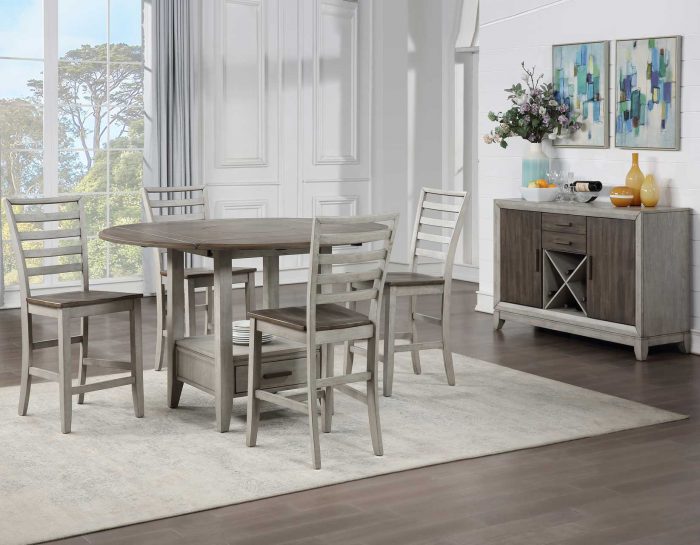 Abacus 5-Piece Counter Drop-Leaf Dining Set (Table & 4 Chairs)