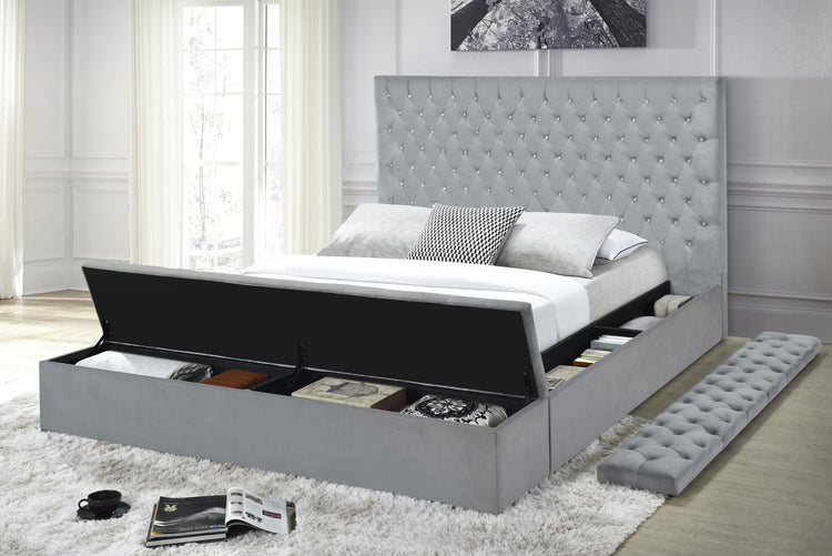 Compton - Bed, Upholstered, Storage, Velvet, King Each