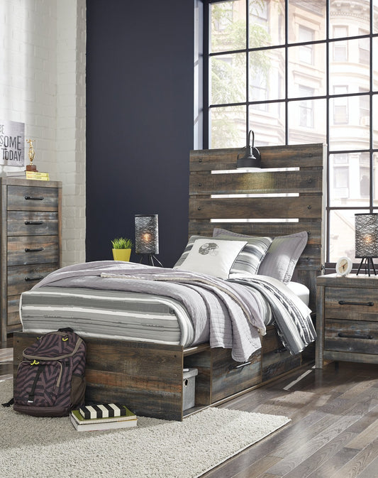 Drystan Twin Panel Bed with 2 Storage Drawers image